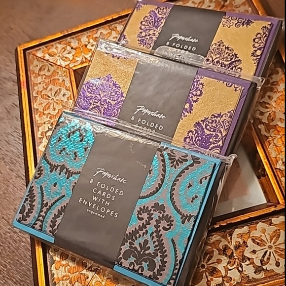 Paperchase Bundle Folded Cards with Envelopes Purple & Gold, Turquoise & Gray - Picture 3 of 3